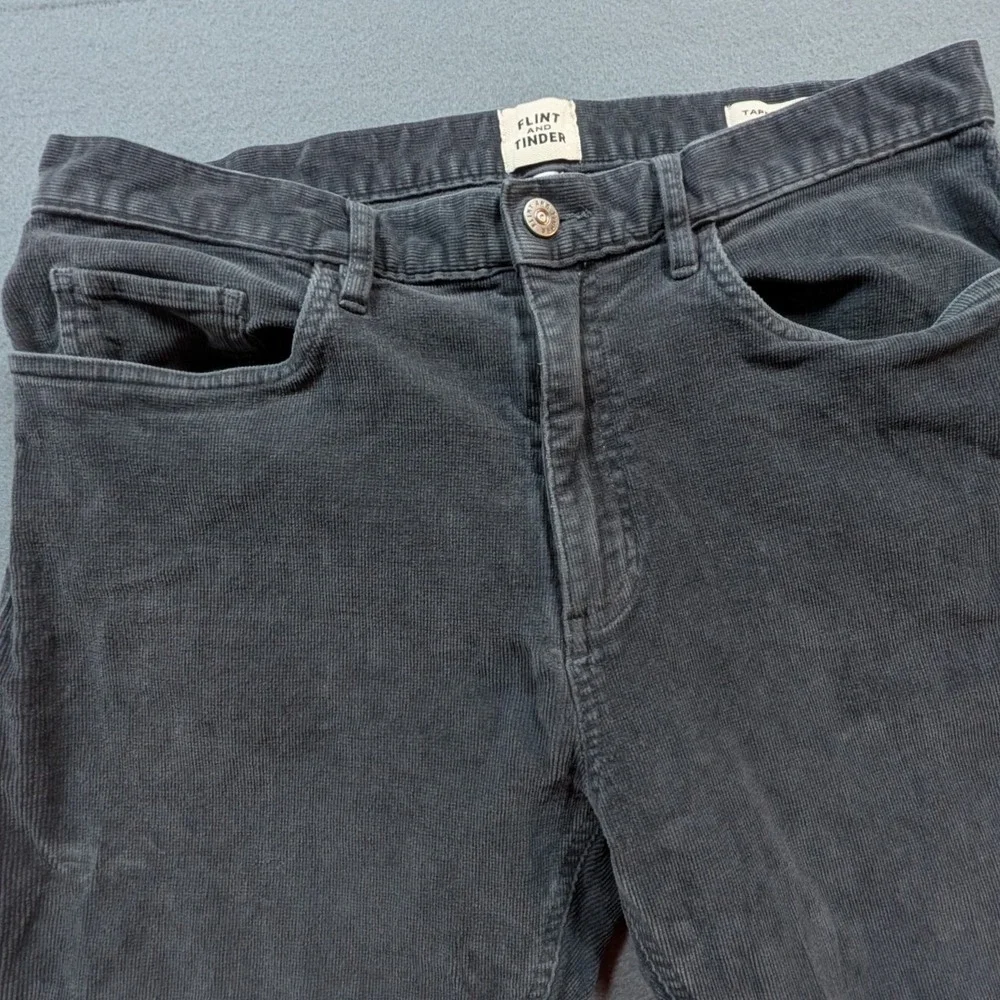 Flint and Tinder Corduroy Pants Mens‎ 32x32 Charcoal Grey Tapered Fit 5-Pocket